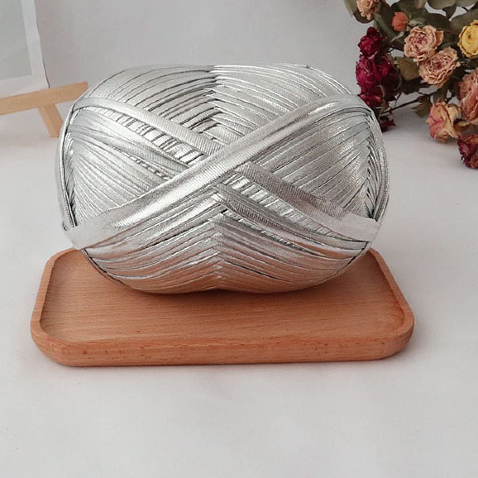 200g T-shirt metallizzata Filato Uncinetto for maglieria Ricamo Tessitura Fantasia Panno spesso Lana Shinny Borsa Borsa Fai da te(Red 200g per ball)