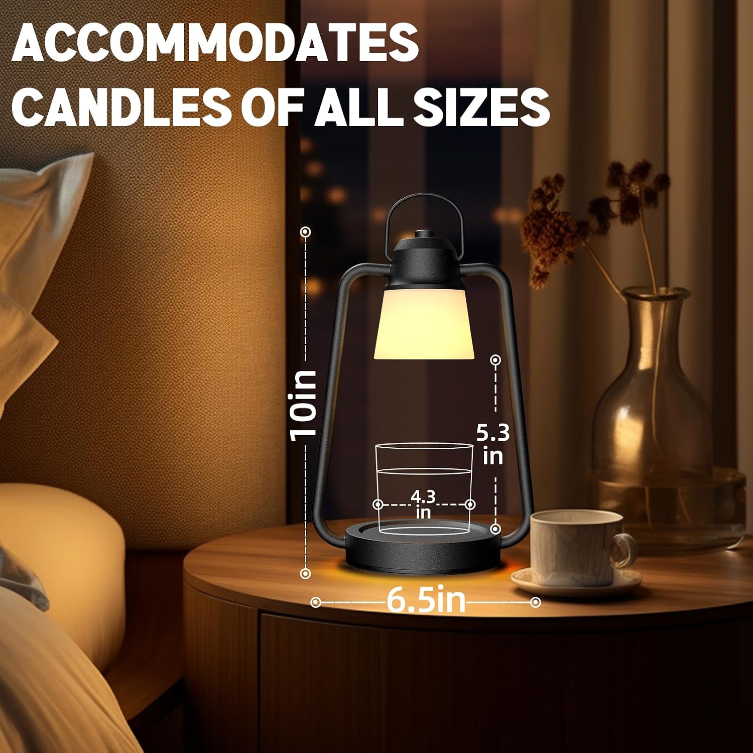 Candle Warmer Lamp, Candle Lamp Warmer with Dimmer, Electric Candle Warmer for Jar Candles Lamp Warmer Bedroom Home Decor, 2H/4H/8H Timer with 2 * 50 Bulbs
