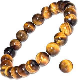 DAZCOLO Golden Tiger Eye 8mm Stretch Bracelet - Handmade Natural Gemstone Unisex for Meditation, Yoga, Healing & Positive Energy