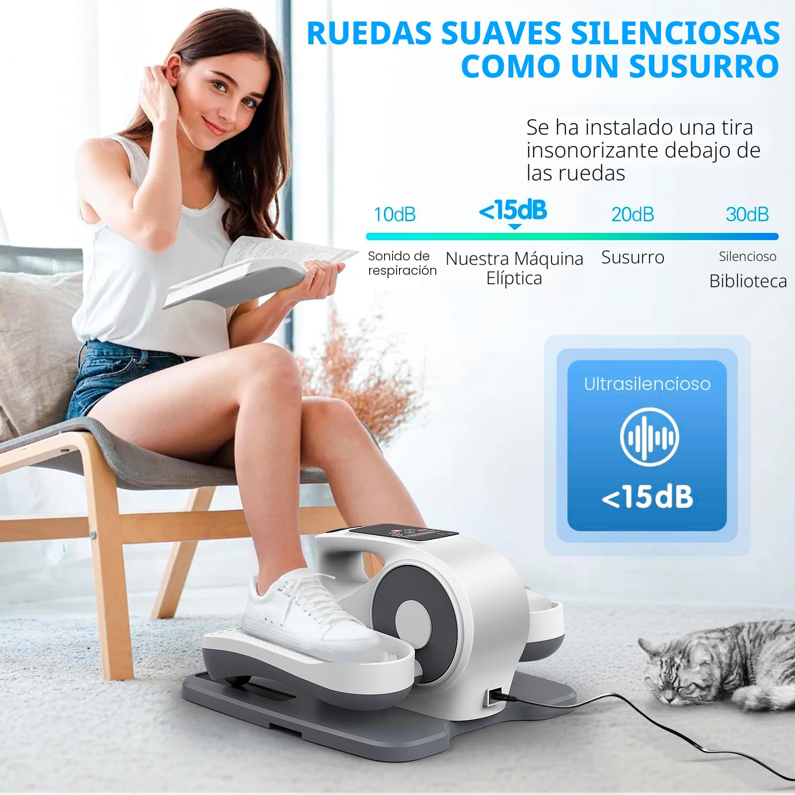 Máquinas elípticas para fitness, ejercitador de pedales eléctricos, bicicleta debajo del escritorio con pantalla de visualización y control remoto, mini entrenador elíptico, ejercitador de