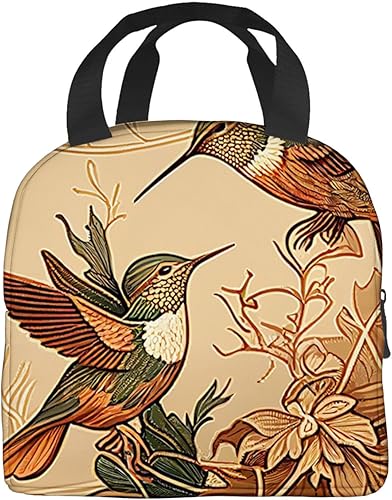 Miniatura 3 de OOZ Rportable - Lonchera para mujeres y hombres, aislada, reutilizable, para oficina, trabajo, picnic, playa, cuenta con colibríes y hojas, color