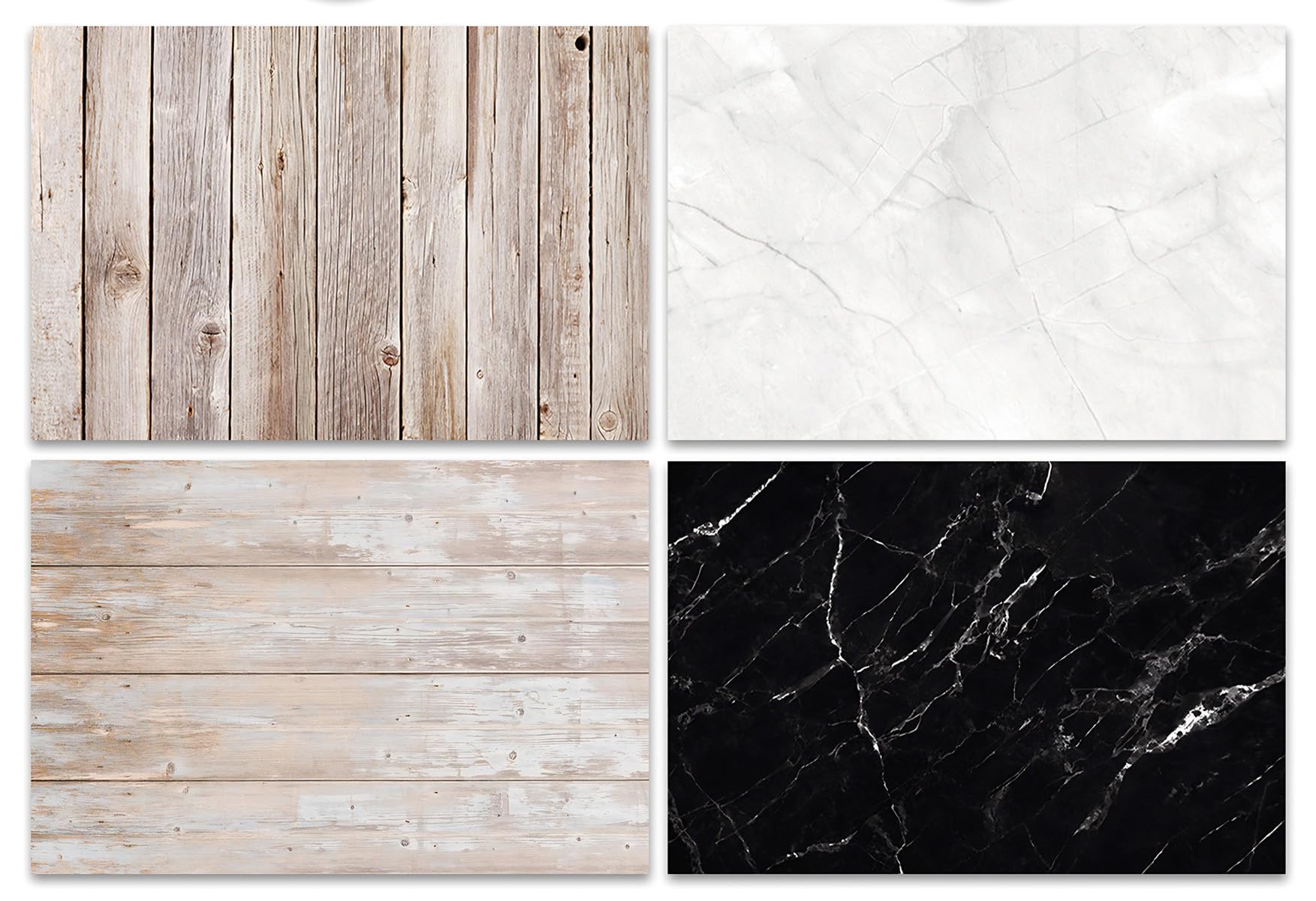 DUCLUS 23 * 34 inch Double Sided Professional Photography Backdrop, 2-Pack Wood and Marble Grain Waterproof Photo Backgrounds for Jewelry, Food, Small