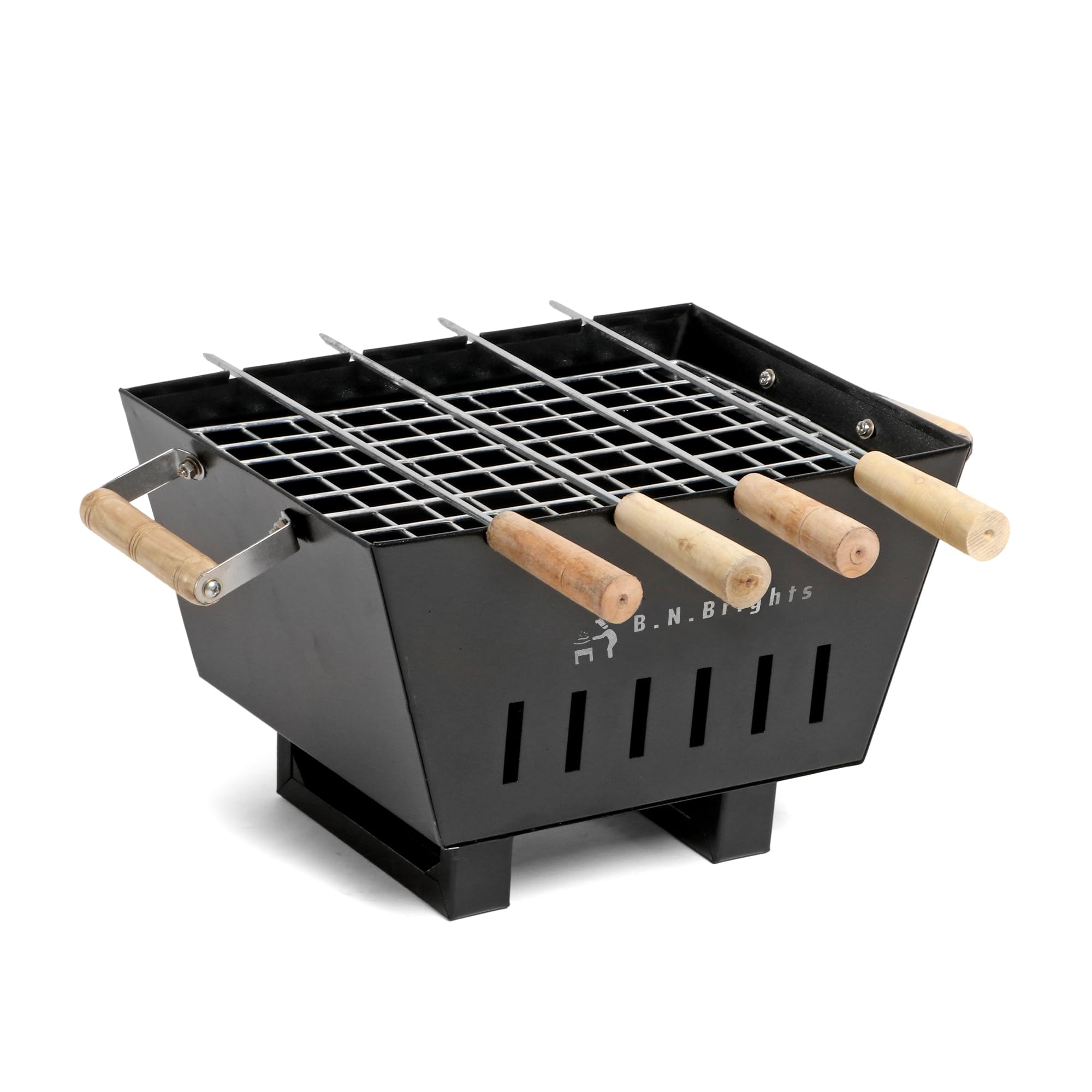 Charcoal Barbecue King Size Grill CRC Seat Powder Coating Body With 1Jali 4 Wooden Sheak Charcoal Packet 1 Tray Gloves 1 Tong BBQ-49