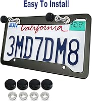 Vista 5 de BGGTMO Matte Black Aluminum License Plate Frames- 2 Pack Heavy Duty Car Tag Cover for Front & Rear, 4 Hole Rust Proof Universal Holder, Mount Screws