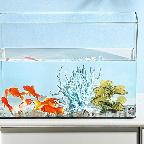 Miniatura 6 de WishLotus Decoración de plantas de acuario, planta artificial de plástico, pecera de reptiles, paisajismo, plantas acuáticas, decoración con base de