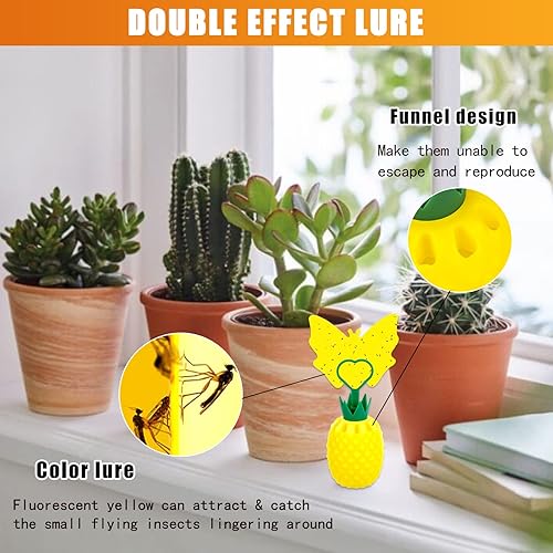Miniatura 2 de Trampas para moscas de frutas con almohadillas adhesivas, matamoscas de moscas de la fruta para plantas de interior y exterior, trampas adhesivas de