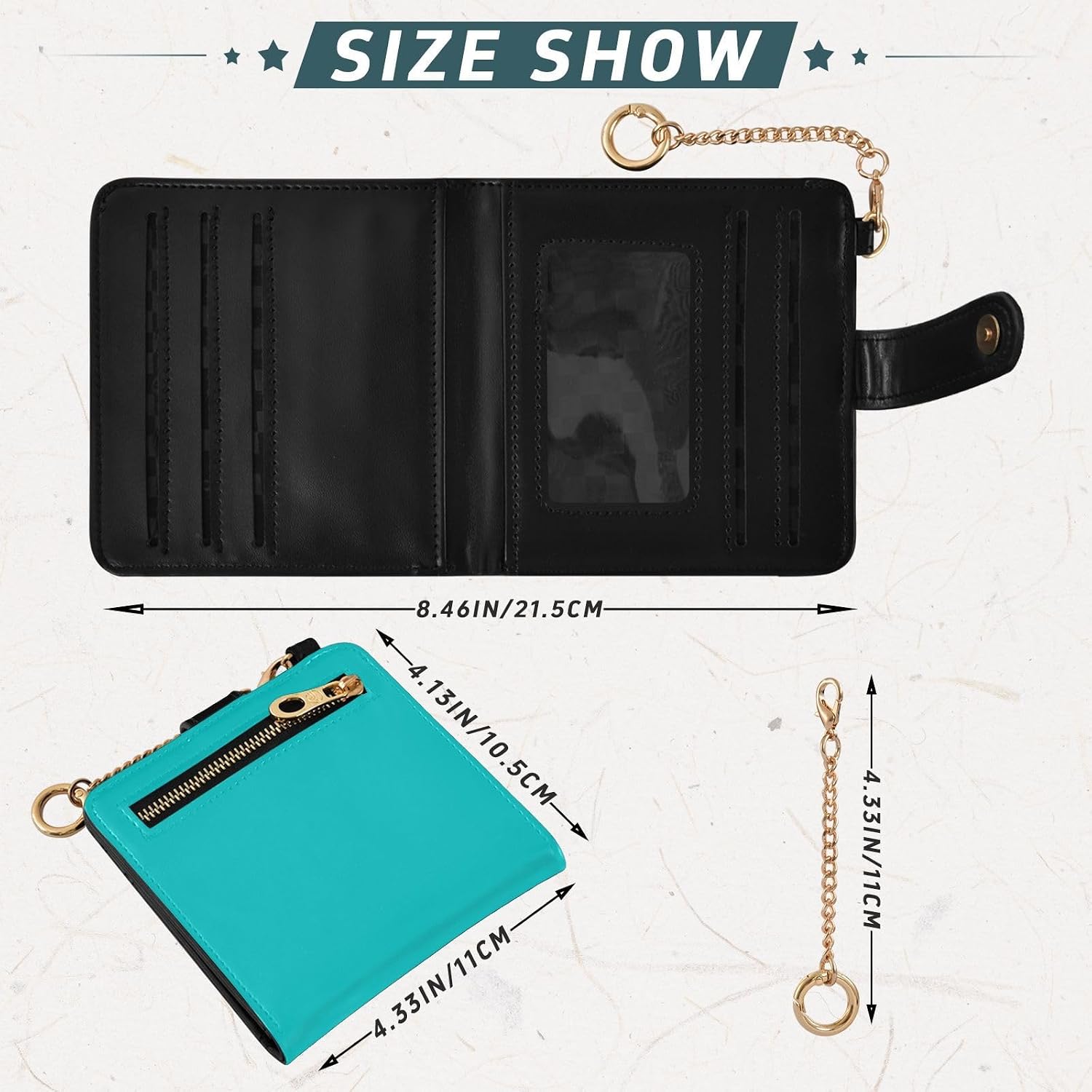 Yuiboo Dark Turquoise Blue Ladies Premium Foldable Wallet Waterproof Compact PU Leather Wallet for Girls Women Ladies image 3