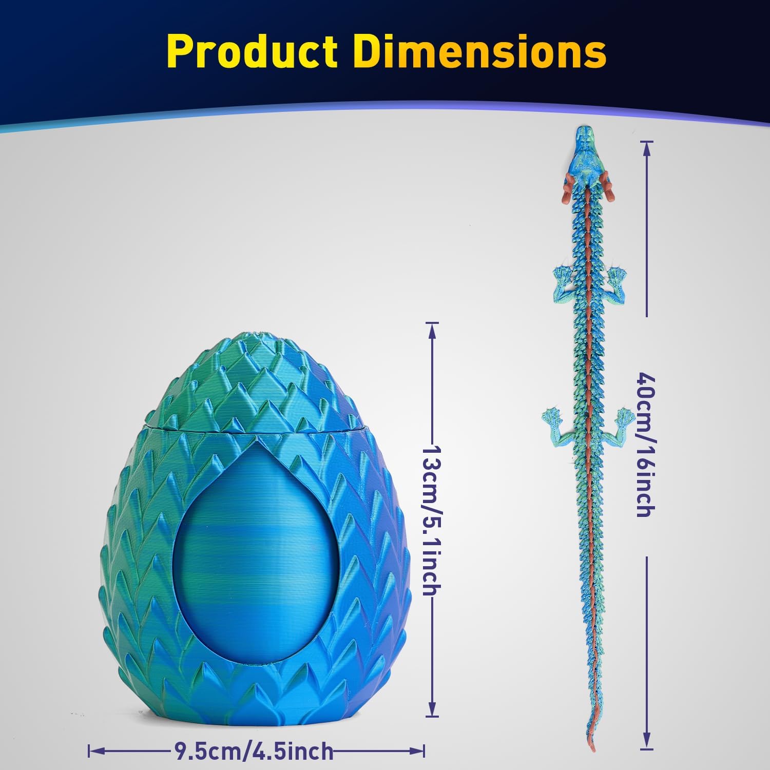 Yipintang 18-inch 3D Printed Dragon Egg, Articulated Display Model for Adults, for Home Office Desk Decor(Dragon God)