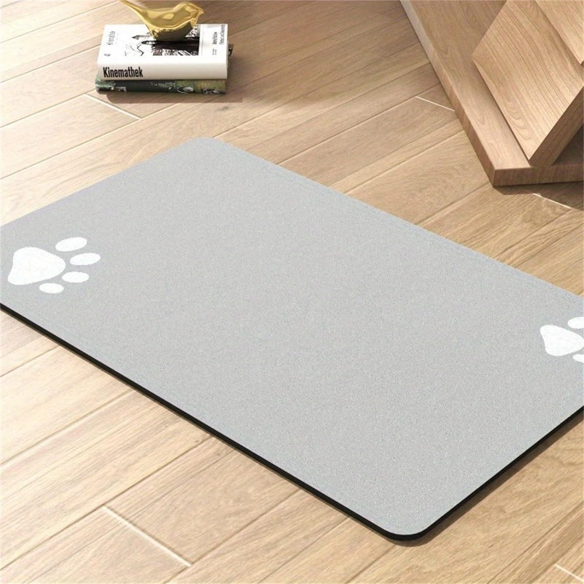 Xisnuient Pet Feeding Mat Absorbent Non-Slip No Stains Quick Dry Pet Carpet Dog Bowl Mat And Dog Feeding Mat Pet Water Food Bowl Pad Dog Water Dispenser Mat Cat Dog Mat For Water Bowl (30x40 cm,Grey)