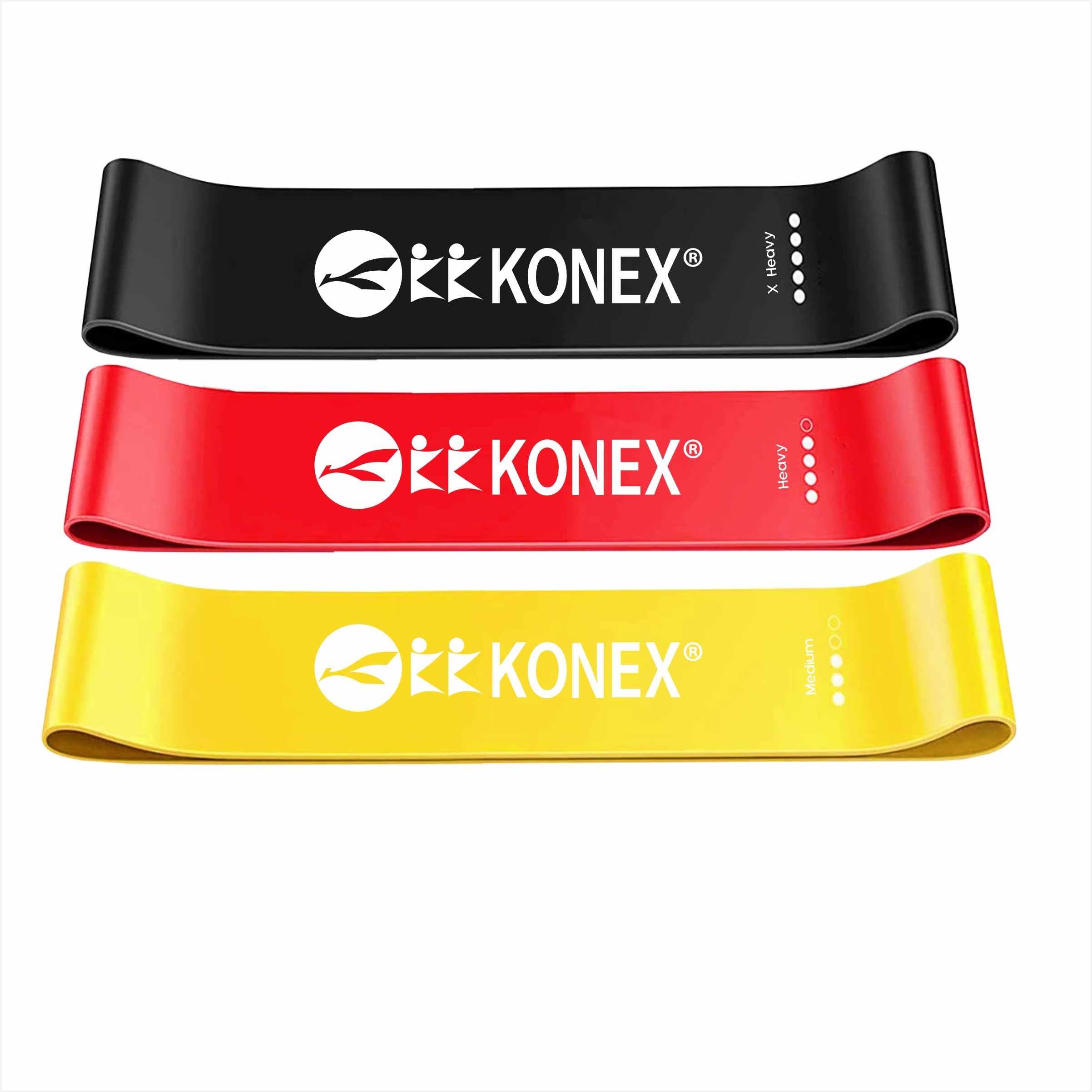 Konex Natural Latex Resistance Loop Bands | High Elasticity, Durable | Effective - Pack of 3 (Heavy)
