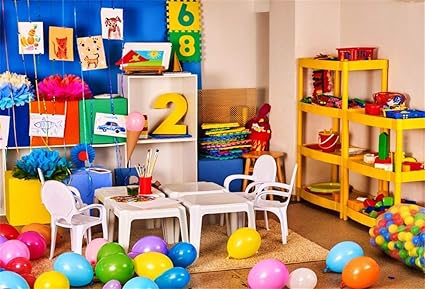 Amazon Csfoto 背景風船 7 5フィート 写真 子供の遊び部屋 写真 背景 学校の机 幼稚園の内側 子供部屋 子供部屋 子供部屋 子供部屋 写真 スタジオ小道具 ポリエステル壁紙 Csfoto バックペーパー 背景布