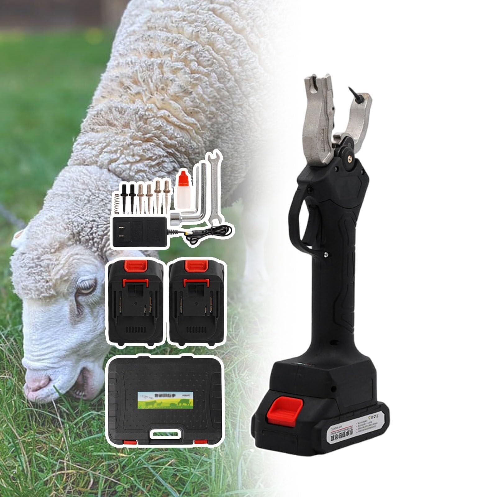 Aplicador de etiquetas de oreja de ganado, perforador de vaca, ganado for cerdo, oveja, cabra, herramientas de instalación de tarjetas de identificación de animales(Black)