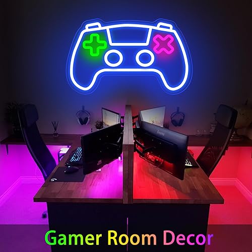 Miniatura 7 de Letrero de neón de juegos para decoración de pared de habitación de jugadores, 16 pulgadas, regulable, letrero de neón para dormitorio de niños,