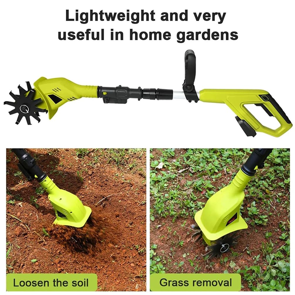 Labrador eléctrico inalámbrico, 2 baterías y cargador, 10 cm de ancho, 25 cm de profundidad de trabajo para cultivo de suelo de jardín