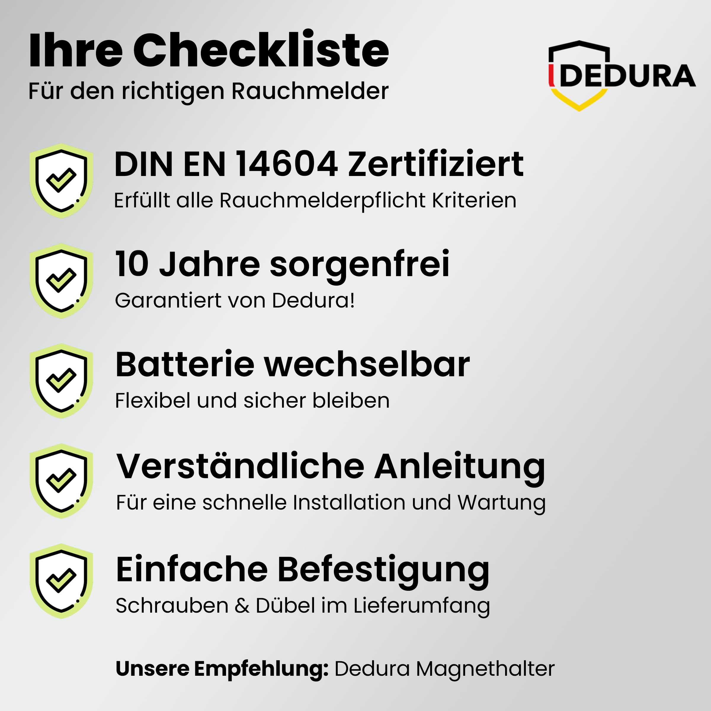 Lot de 10 détecteurs de fumée – Garantie 10 Ans, Piles 9V remplaçables – Certifiés BSI Selon la Norme en 14604, détecteurs avertisseurs autonomes de fumée (DAAF) et détecteurs d'incendie