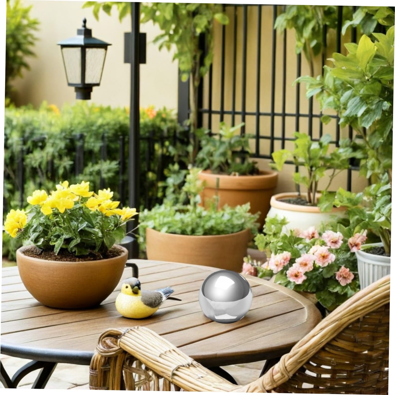 Sosoport 2 Pezzi Sfera Gazing in Acciaio Inossidabile Globo Riflettente Specchiato per Giardino Patio e Prato Sfera Decorativa Lucidata per Esterni