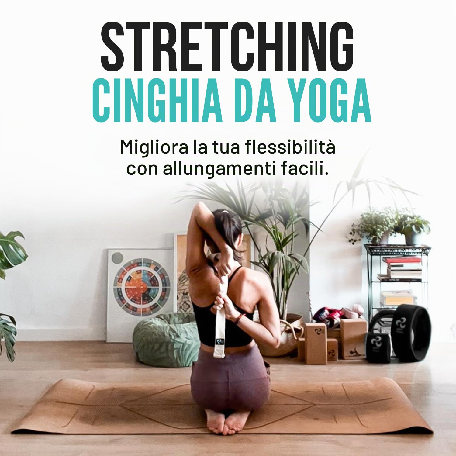 Ruota da yoga extra larga, mini ruota da yoga, kit per yoga adatto ai principianti. Rullo posteriore più comodo, stabile e sicuro. Migliora la postura, migliore mobilità. Ideale per esercizi a casa