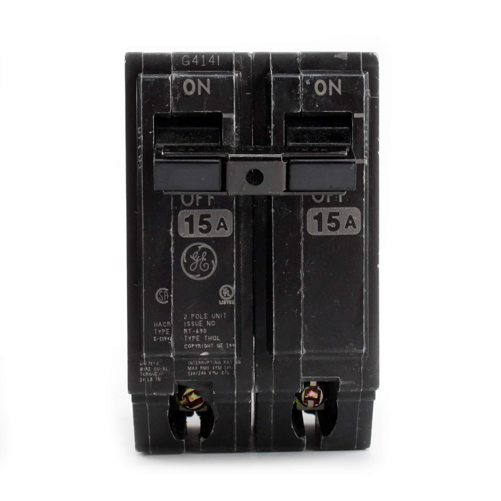 GE THQL2115 Plug-in Circuit Breaker, 2-Pole, 15-Amp, 120/240-Volt (5 Pack)