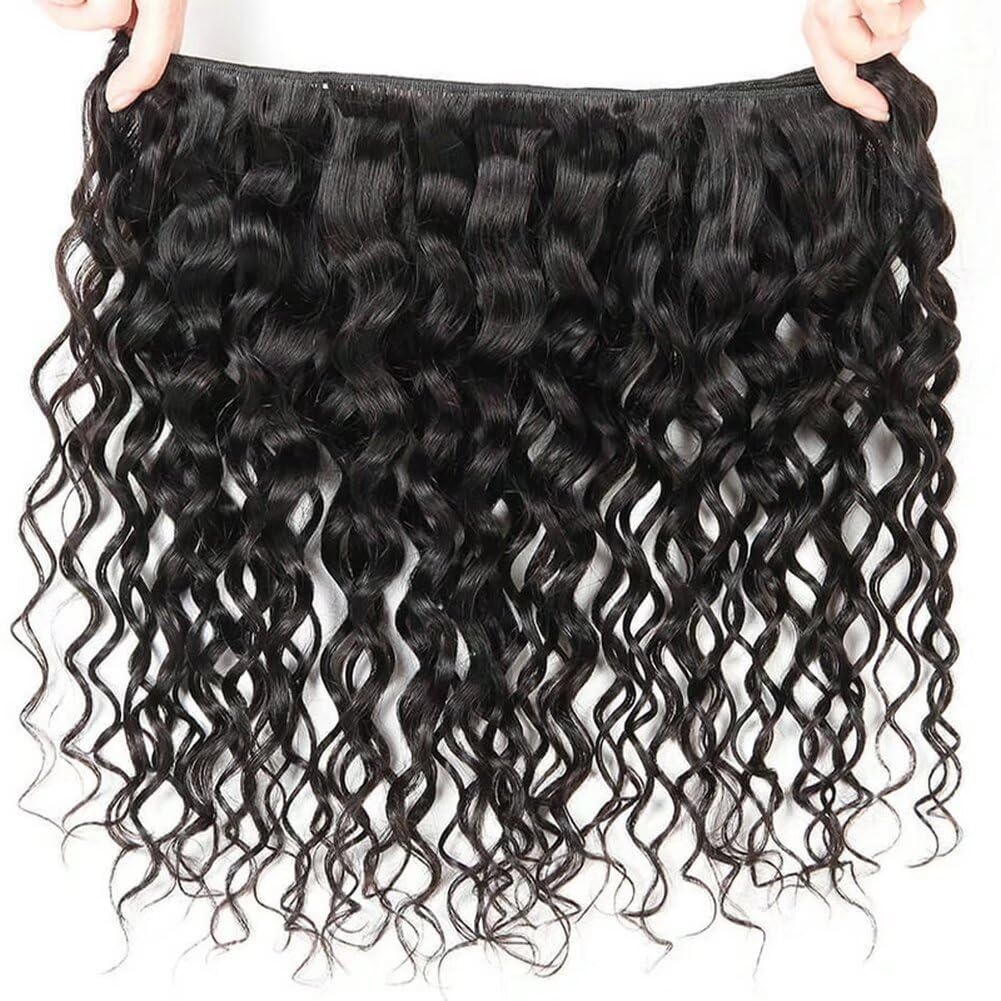 Ladiary Brazilian Hair Bundle Water Wave Human Hair 1 Bundles Water Wave Hair Weave 100% Unprocessed Virgin Human Hair Extensions Water Wave Hair Weave Natural Black Color 16 Inch - Image 4