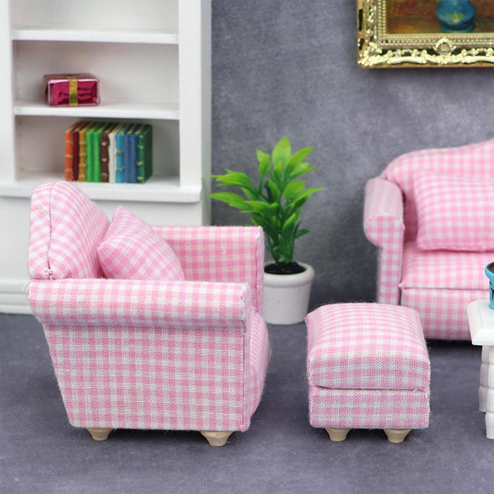 Sofá de Cuero para Casa de Muñecas, Sofá Miniatura, Sillón, Estilo Europeo, Accesorios, Asiento para Diseño de Habitación de Casa de Muñecas 1:12,