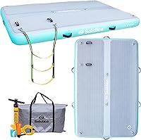 Vista 15 de SOLSTICE Muelle inflable clásico para 10 personas, plataforma flotante de balsa de agua, 10 pies x 10 pies, diversión al aire libre para lago, río