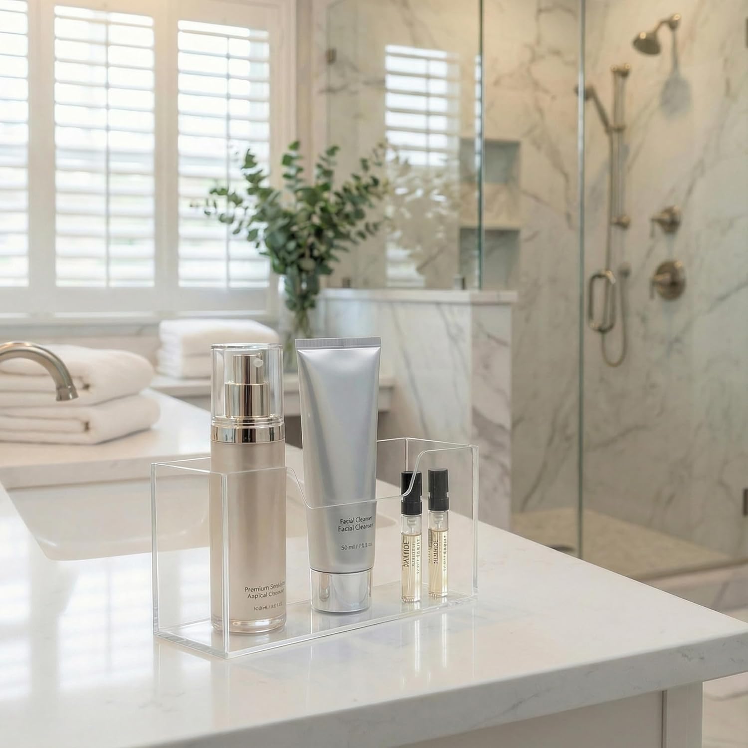 Acrylic Dispenser for Napkins & Guest Towel Holder - Clear Vertical Caddy for 8.5" x 4.5" Paper Hand Towels, Splash-Proof Vanity Organizer for Kitchen Counter, Dining Table & Powder Room - Image 6