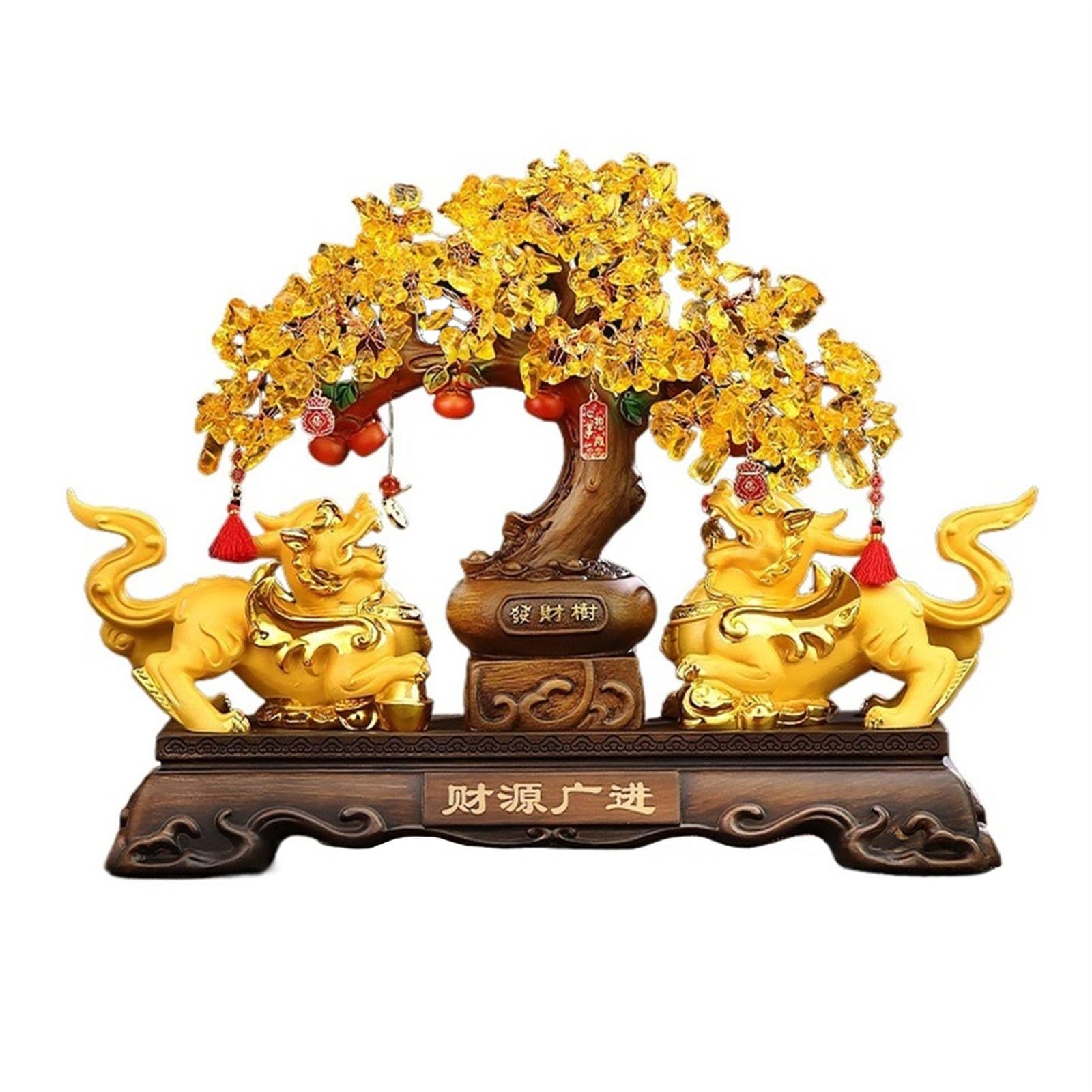 Money Tree Feng Shui Citrine Quartz Crystal Money Tree Bonsai Style Chinese Dragon Decoration for Luck, Wealth and Success Crystal Tree