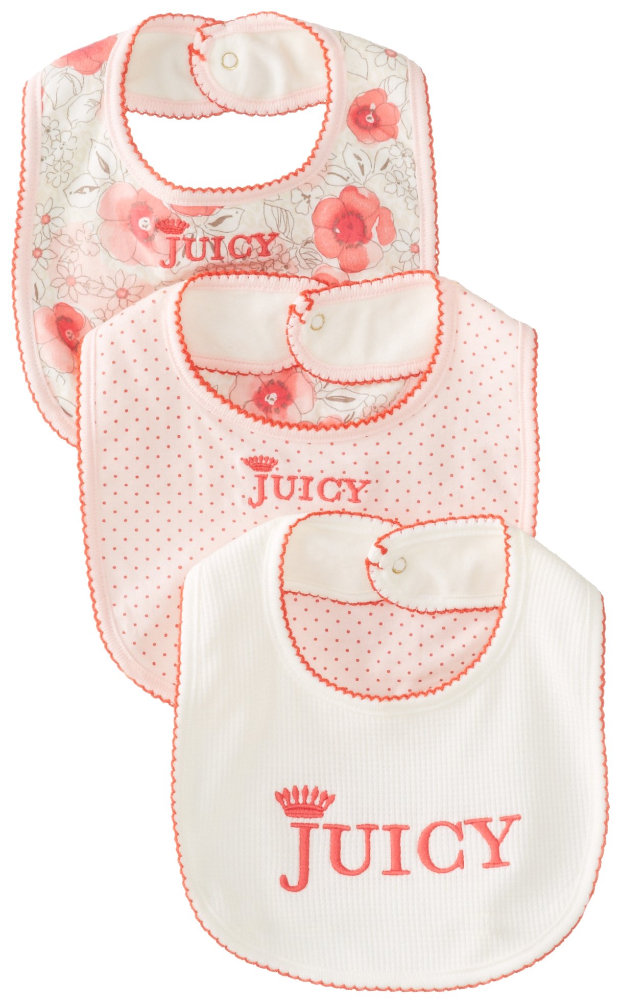 Juicy Couture Baby Baby-Girls Newborn Poppy Print 3 Pk Bibs