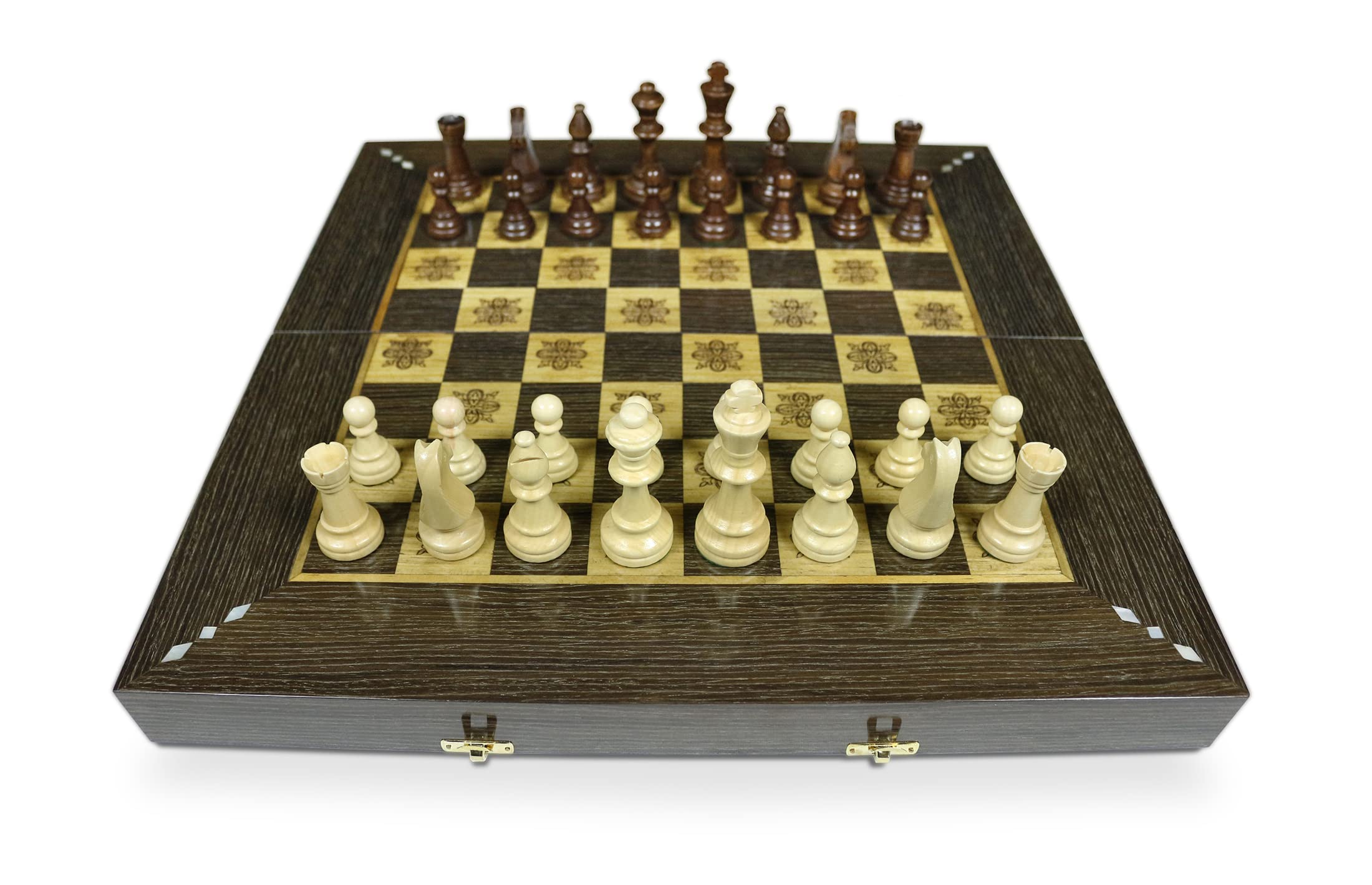 Novità 50 x 50 cm, in legno originale Backgammon Tavla/scacchi DAMA BT 506 F con 30 mattoncini in legno Backgammon e figure KH 95 mm in legno