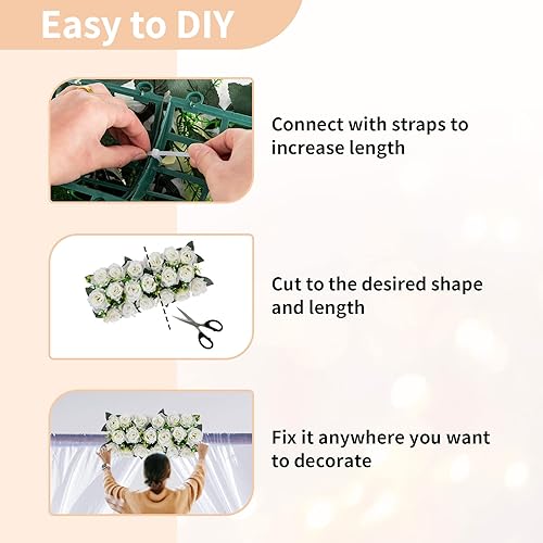 Miniatura 6 de NUPTIO Centros de mesa de flores artificiales para mesas, 2 piezas de flores blancas de 19.6 pulgadas de largo, arreglos florales de seda sintética