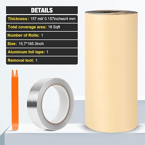 Miniatura 2 de Material de amortiguación de sonido para automóviles, 157 mil 0.157 in, 18 pies cuadrados, adhesivo automotriz, amortiguador insonorizado, espuma de