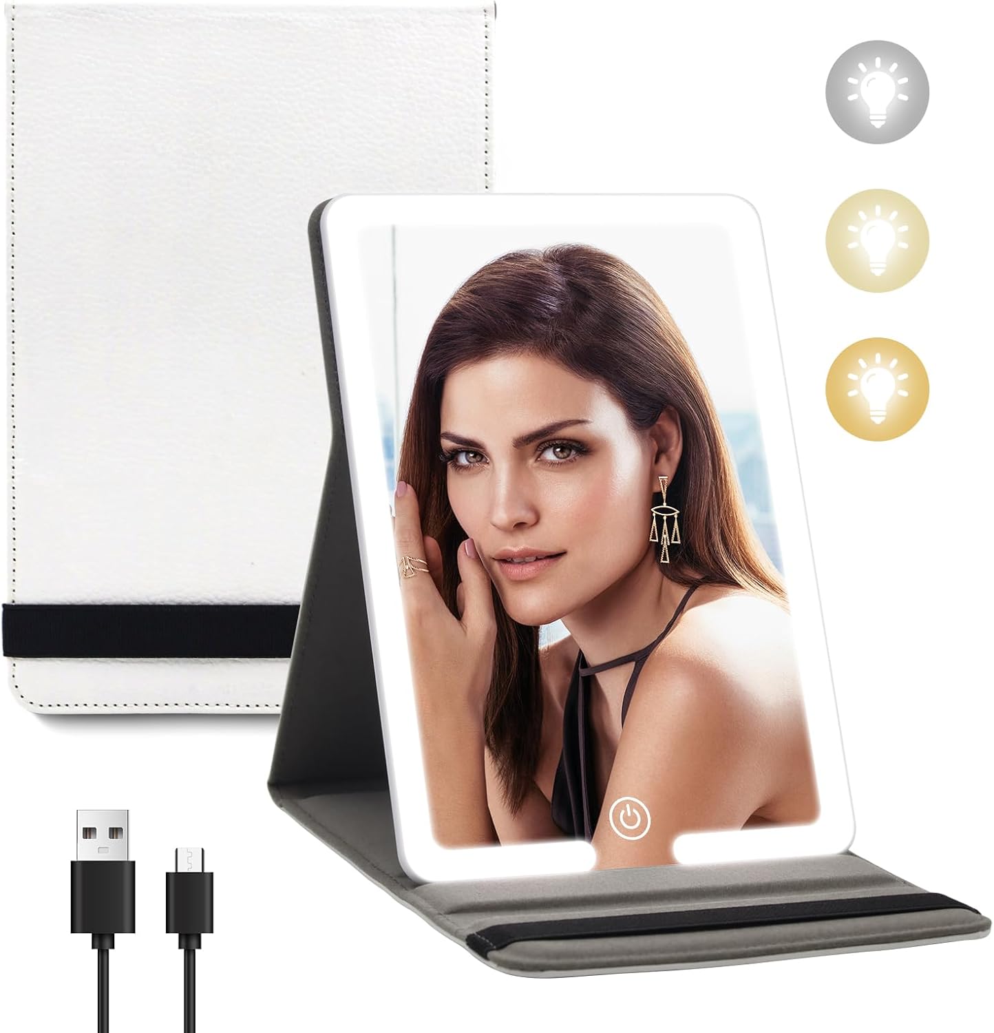 Jadazror Lighted Makeup Mirror Rechargeable Travel Makeup