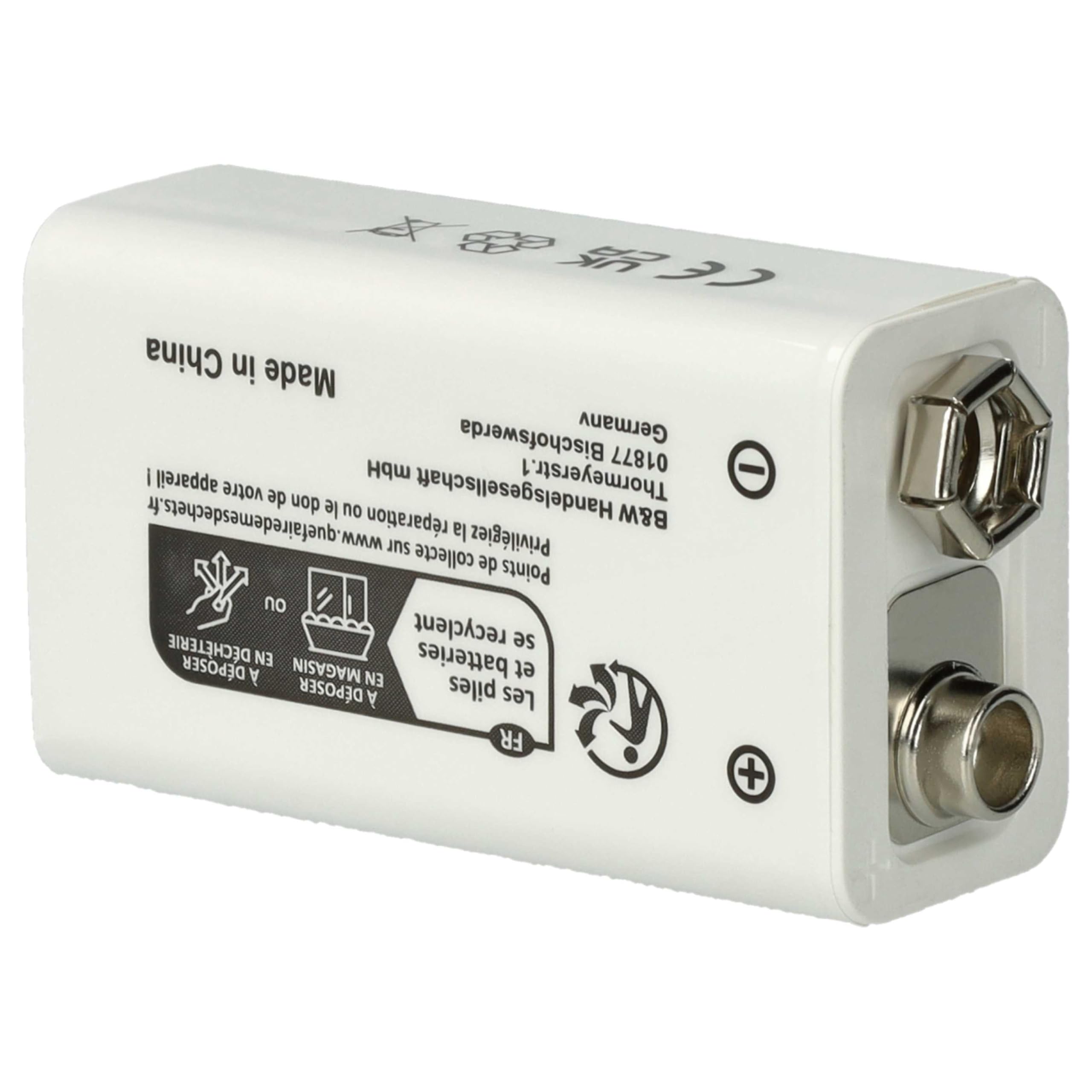 5X Piles Bloc Batterie 9V pour Divers appareils (1Ah, 9V, Li-ION)