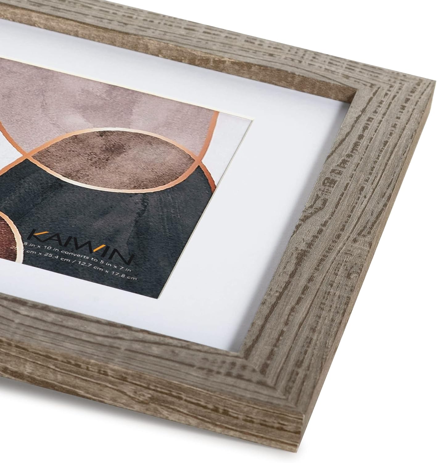 KAIWIN Light Brown 11x14 Picture Frame 1 Pack - Display Picture 8x10 with Mat, HD Glass Inside, Rustic Wooden Photo Frames for Wall Mounting -