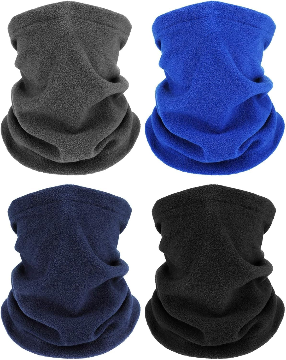 4 Pieces Winter Neck Warmers Fleece Gaiter, Windproof Face Covering, Neck Gaiter Face Cover Scarf, Neck Warmer, Face Mask for Cold Weather, Thick Windproof Scarves, for Skiing Fishing Hiking Cycling