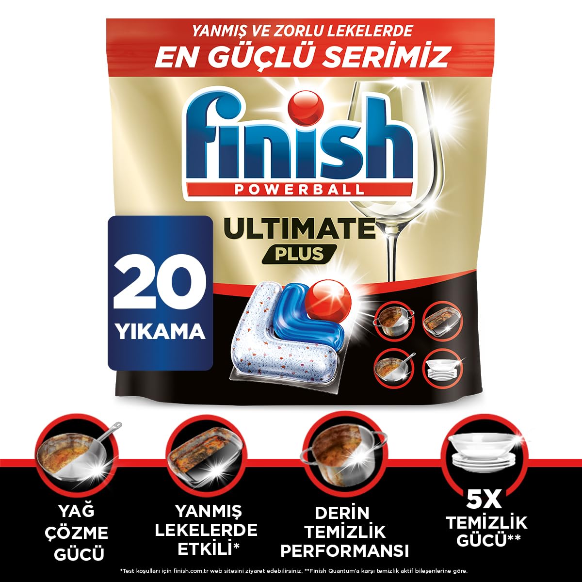 Finish Ultimate Plus 20 Kapsül Bulaşık Makinesi Deterjanı Tableti (1 x 20 Kapsül)