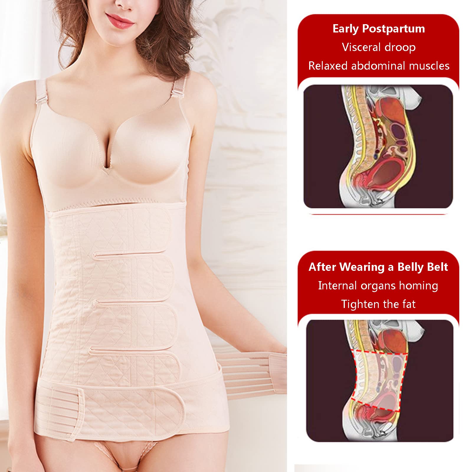 2 w 1 poporodowa opaska na brzuch sekcja C regeneracja poporodowa opaska na brzuch talia miednica wsparcie pasa brzusznego spoiwo do pasa poporodowego urządzenie do modelowania sylwetki, XL, różowy