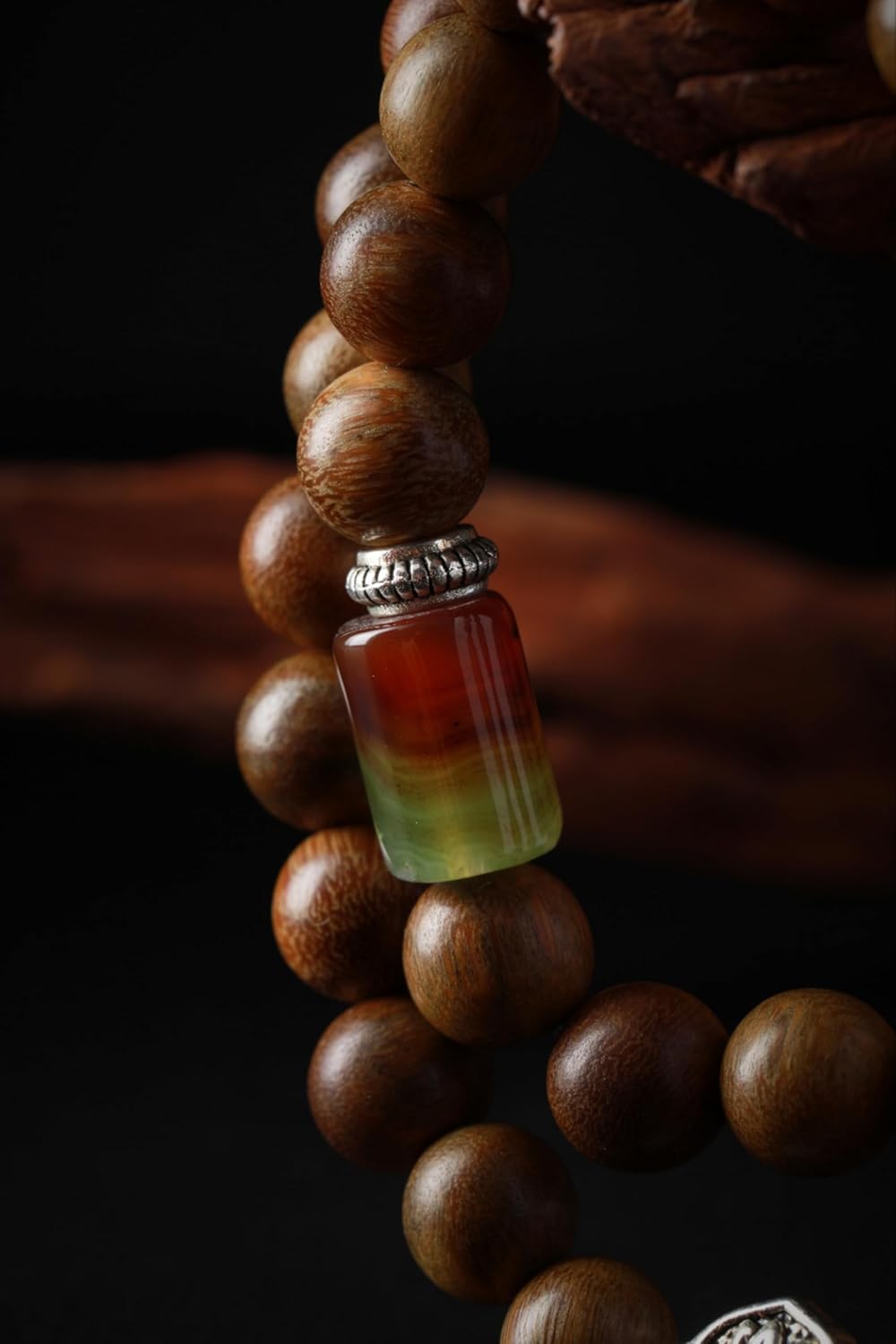 Green Sandalwood & Agate Double Wrap Bracelet – Calming Energy, Grounding Spirit, Inspired by Traditional Chinese Aesthetics - Image 3