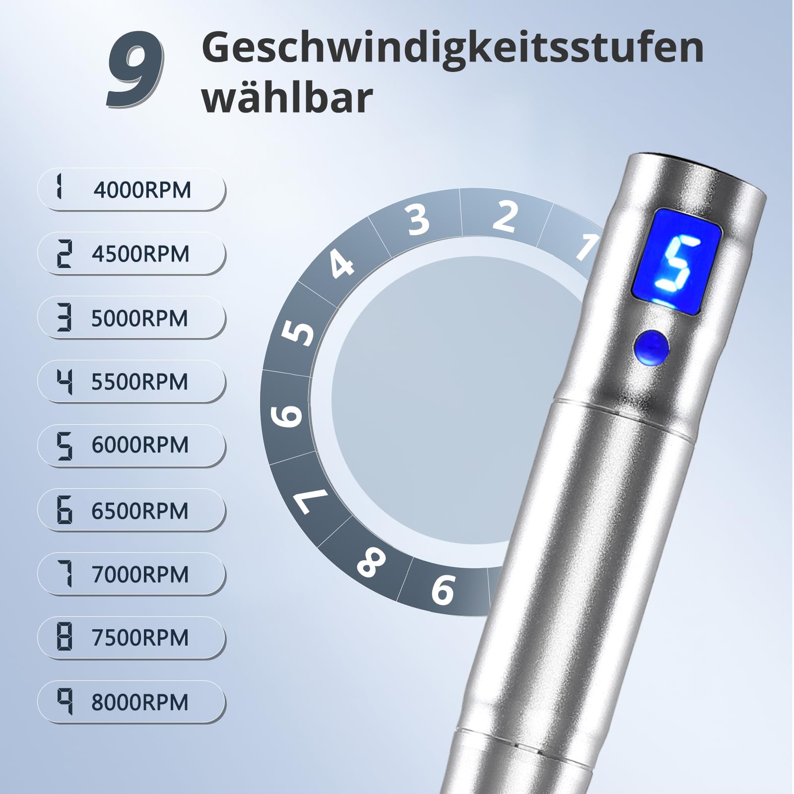 Elektrische Microneedling Pen mit 12 Nadelköpfe Tragbare,Micro Needle Roller Electric mit mit 7 Farben,9 Stufen,Wiederaufladbar Kabellos Mikronadel Stift