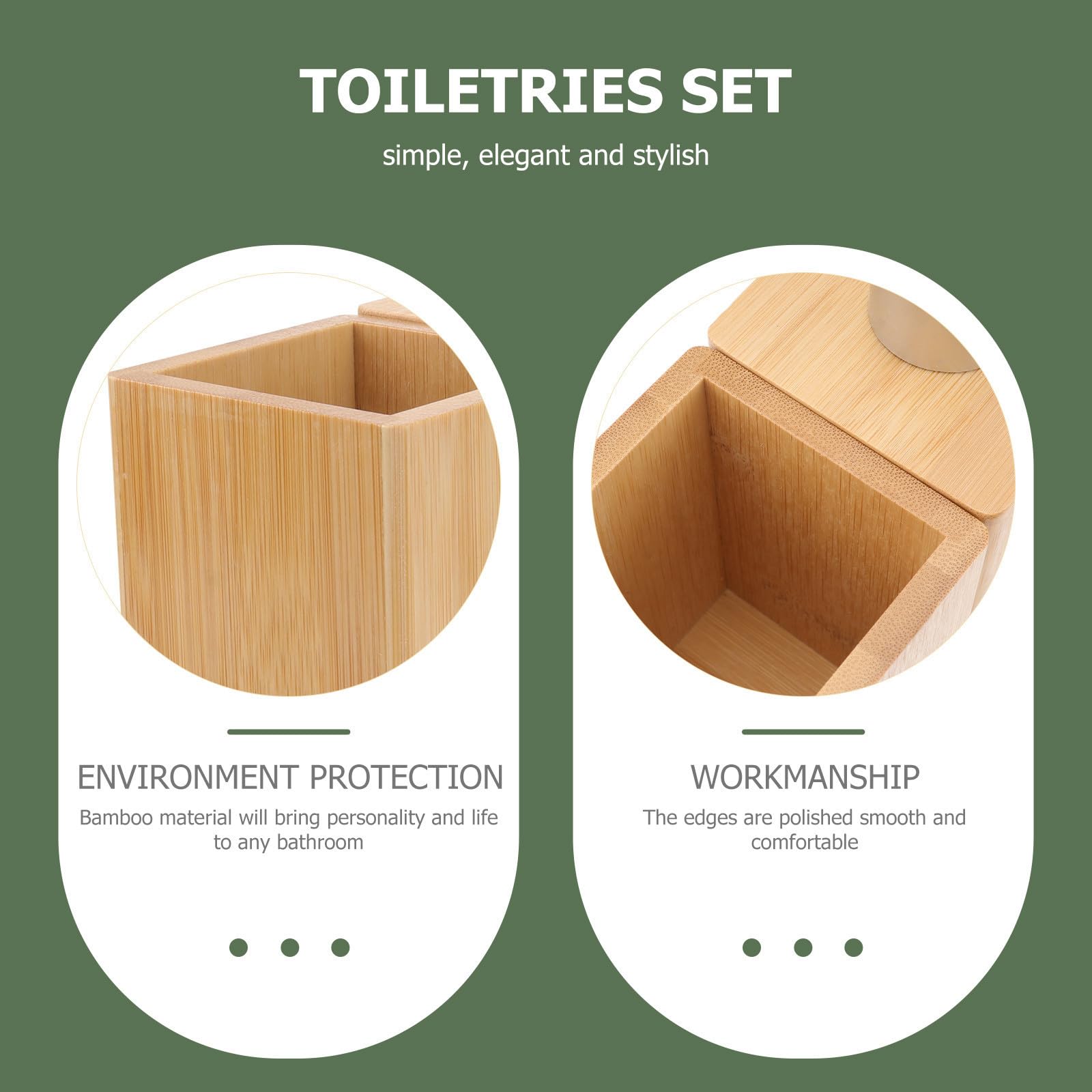 Housoutil 4 Pezzi Set Accessori Bagno in Bambù e Ceramica Portaspazzolini e Portasapone, Design Elegante e Funzionale per Complementi Bagno Moderni e Pratici