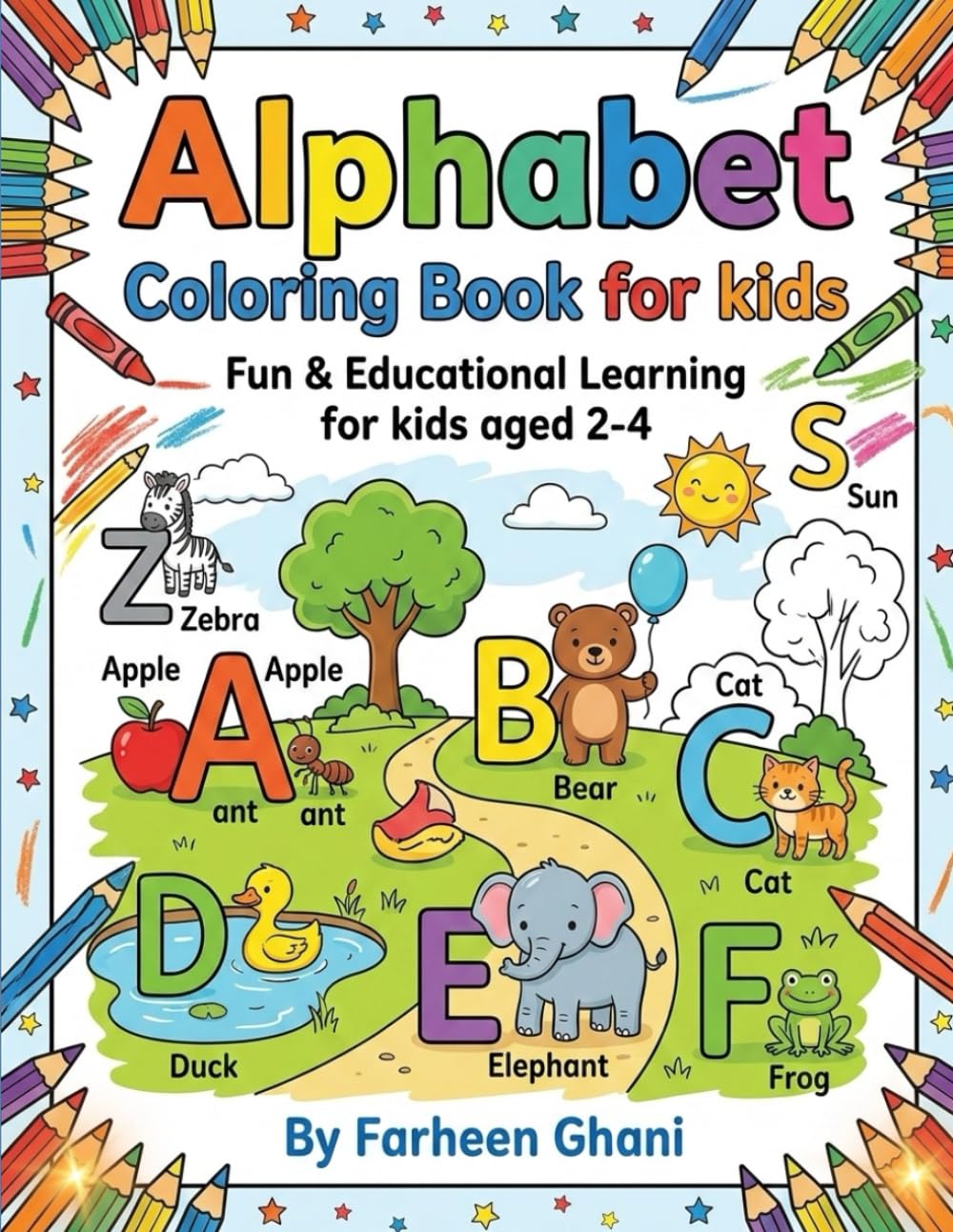 Alphabet A to Z Coloring Book for kids.: Fun Learning ABC Coloring Pages.