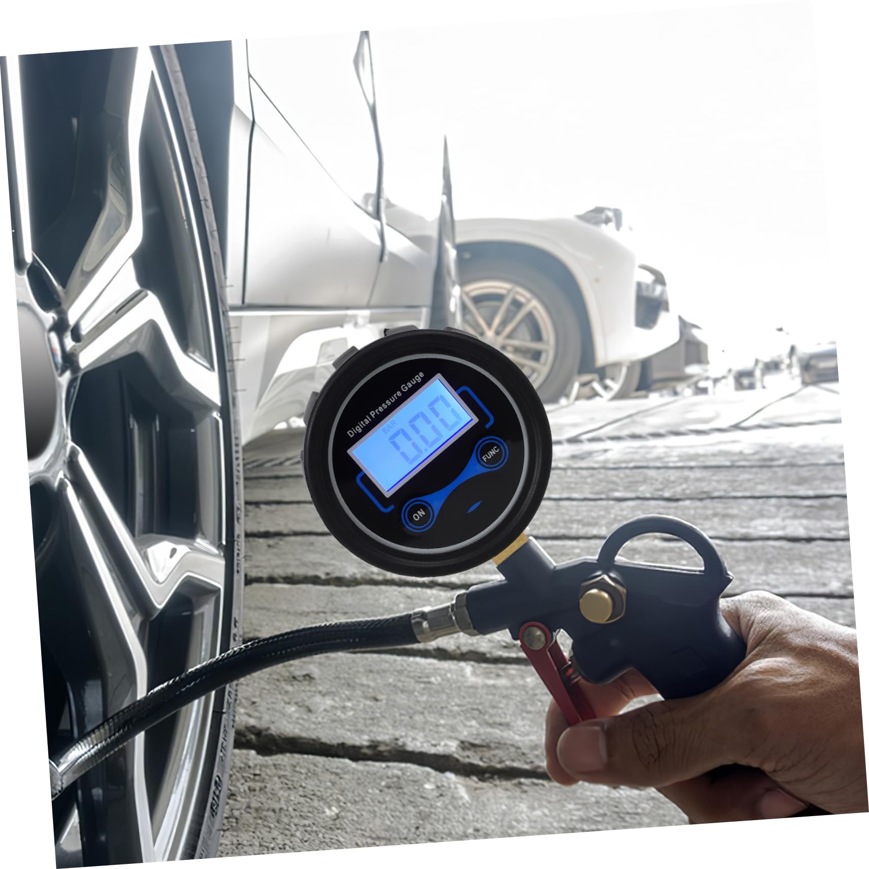 TOPBATHY 5 Piezas Manómetro De Pantalla Digital Auto Manómetro De Presión De Neumáticos Medidor De Presión De Aire De Neumáticos Indicador Presión Digital Ensayador Con El Plastico Negro