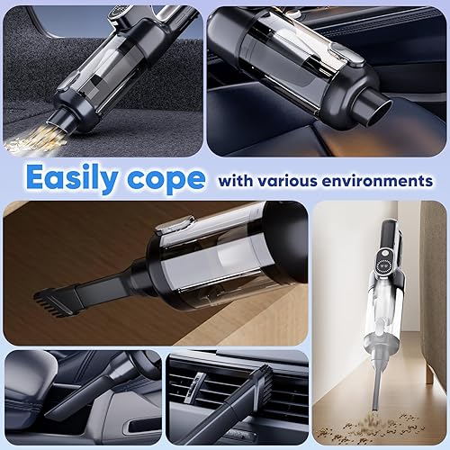 Miniatura 5 de Aspirador inalámbrico para automóvil y plumero de aire, aspiradora de mano de 12000 Pa con motor sin escobillas de 130 W, batería recargable de 2500