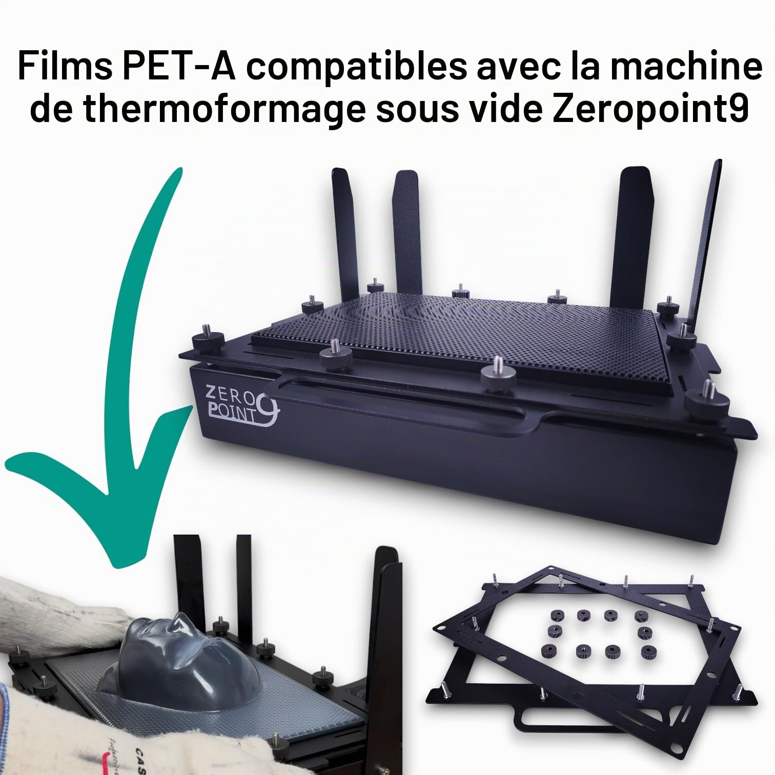 Lot de 5 films de thermoformage, film de pochoir, découpe plus grande que A4, 375 x 265 x 0,5 mm, PET-A, thermoforme, transparent