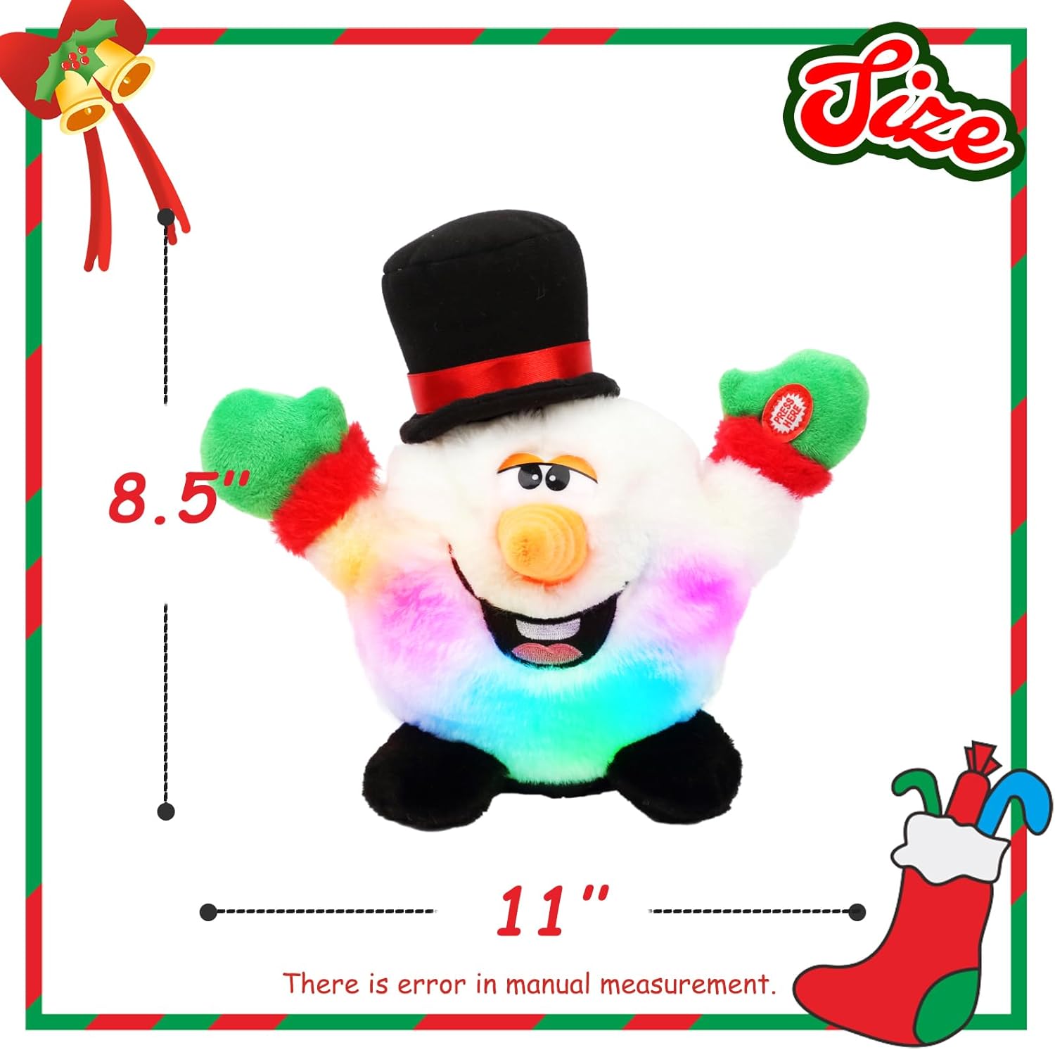 Hopearl Singing Dancing Light up Christmas Interactive Toy Snowman Snowball Animated Plush Toy Gift for Kids Toddlers Boys Girls, 11''