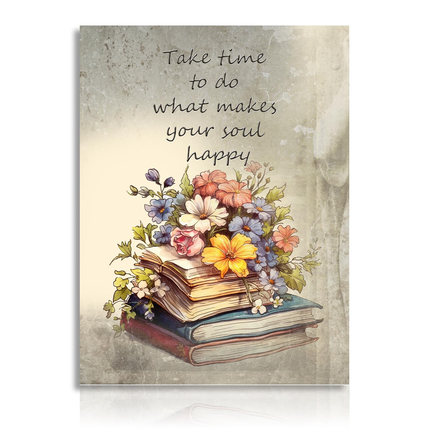 Dazzlewall Motivational Wall Art Poster Vintage Book Flower Prints, Inspirational Quotes Wall Poster for Bedroom Office Study Room Decor 12x16 in Unframed