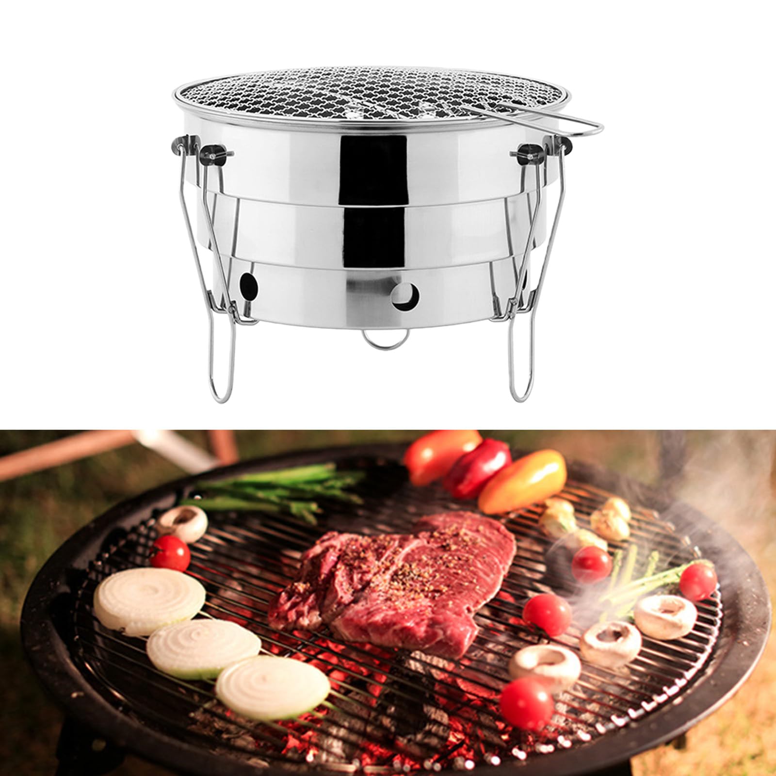 Piccole Griglie per Barbecue Fornello per Barbecue Pieghevole in Acciaio Inossidabile per Feste in Spiaggia in Giardino Piccole Griglie Portatili Resistenti alla ruggine