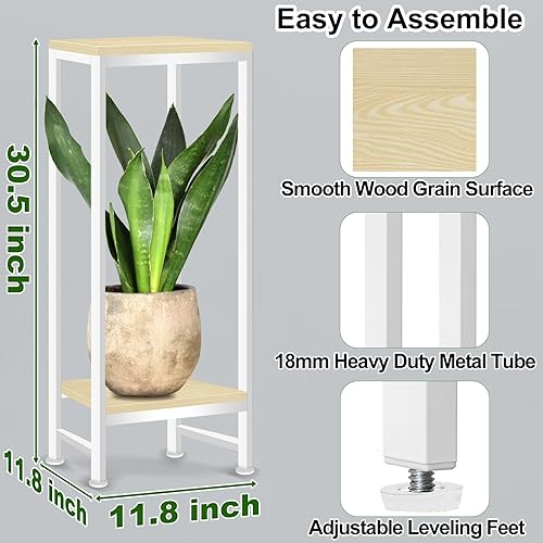 Miniatura 3 de Soporte para plantas de interior, soportes altos para plantas de interior y exterior, soporte de flores resistente de 2 niveles de 31 pulgadas,