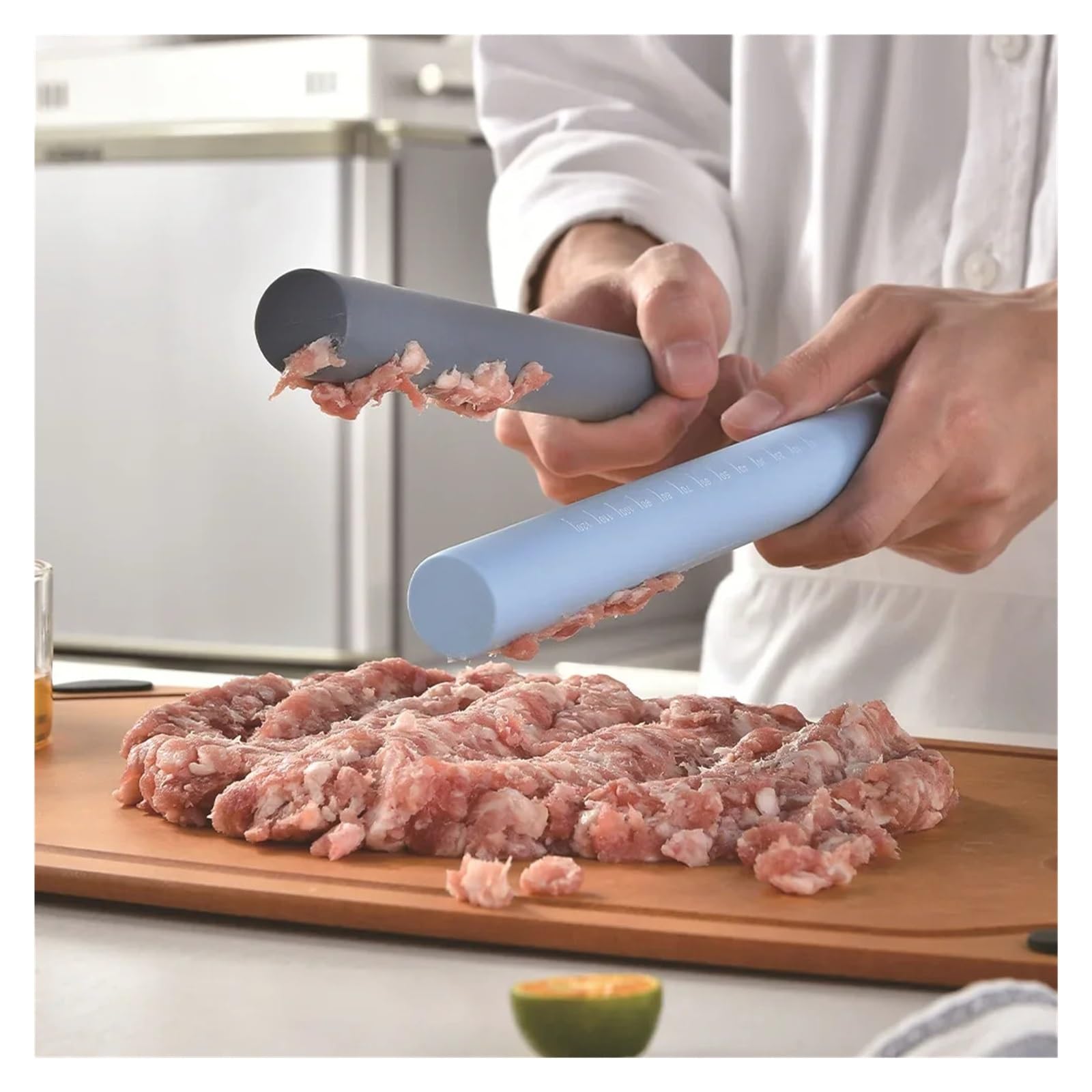 Mattarello in silicone da 26 cm, pasta for pasticceria, farina, rullo, cucina, cottura, strumento for biscotti(Gray)
