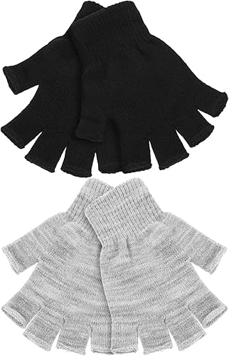 Miniatura 7 de SATINIOR 4 pares de guantes de invierno de medio dedo, guantes de punto sin dedos, guantes elásticos cálidos para hombres y mujeres